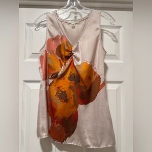 BANANA REPUBLIC | Women's floral v-neck tan blouse size 4